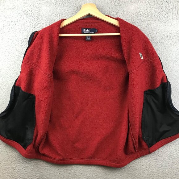 Vintage Polo Ralph Lauren Fleece Sweater Vest Large Red Made In Usa 90s - Picture 4 of 9